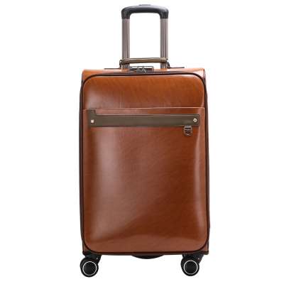 Custom vintage pu leather trolley luggage for business