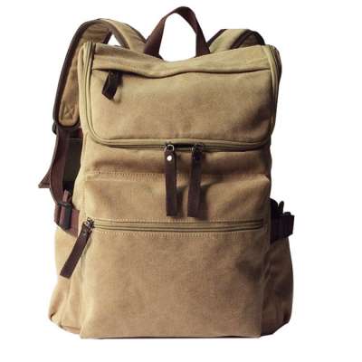 Large capacity retro canvas rucksack laptop backpack teenagers school bag