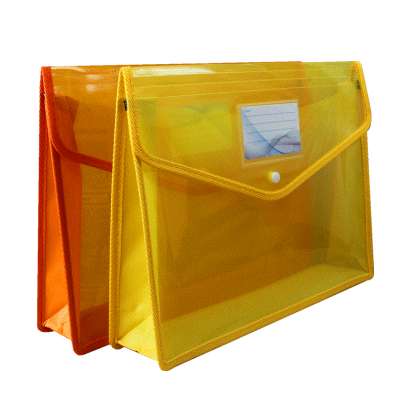 Multiple colors clear plastic envelope file folder expanding file wallet with snap button closure