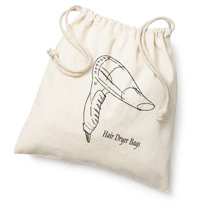 Eco cotton printing drawstring hair dryer bag hairdryer storage bags for home,hotel or travel