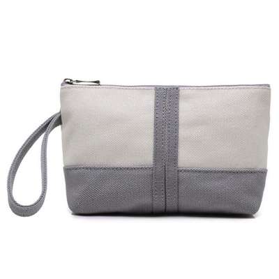 Portable women striped canvas wrist bag wristlet pouch wholesale