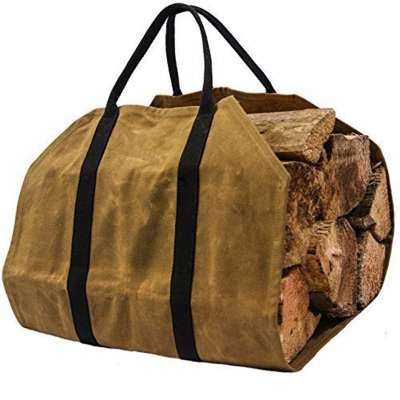 Waterproof foldable waxed canvas firewood log carrier big tote bag